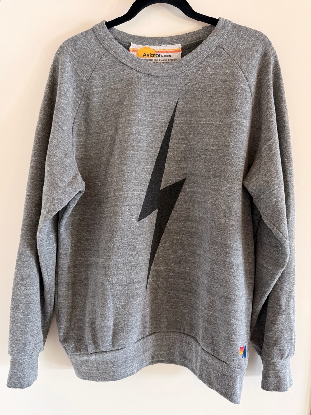 EUC Aviator Nation Gray Bolt Crewneck Sweatshirt